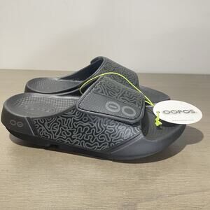 OOFOS Womens Size 8 Slides NEW Ooahh Sport Flex Limited Black Labyrinth 1553